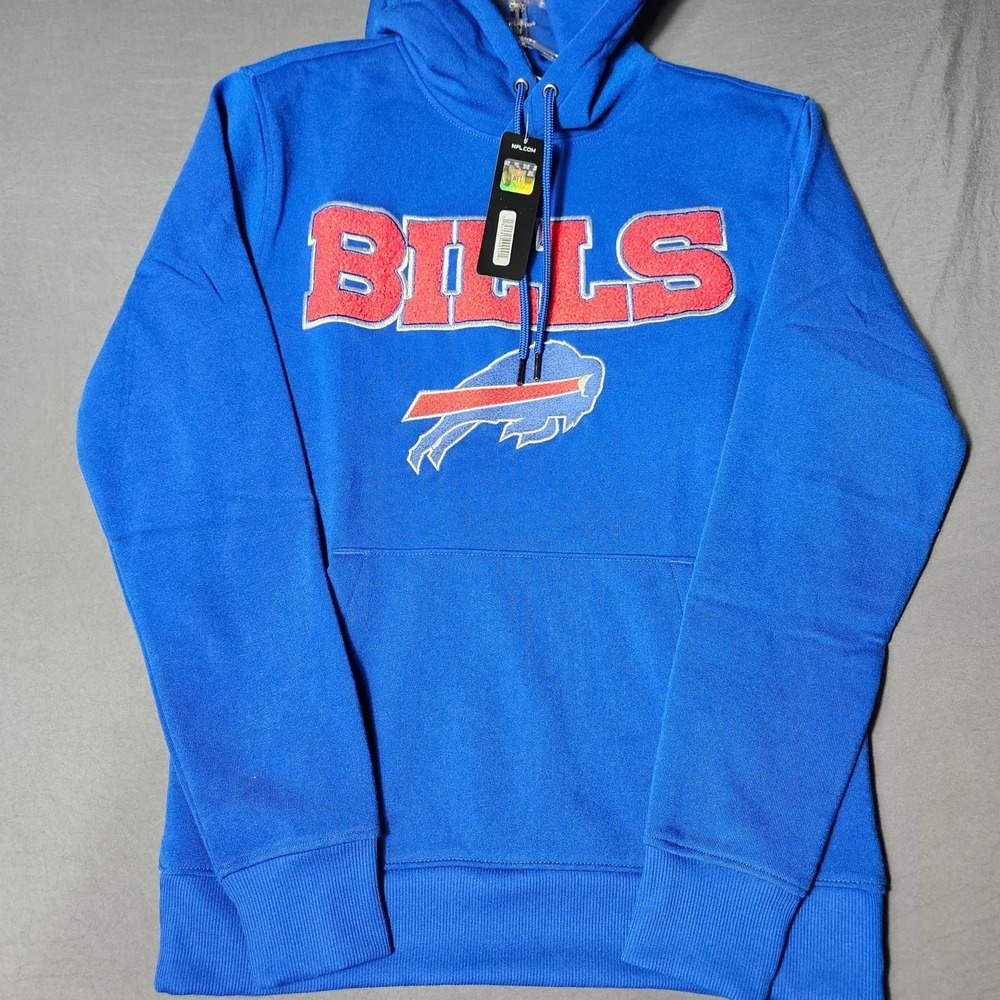 Buffalo Bills NFL Team Apparel Royal Blue Chenille Hoodie Mens Small NWT